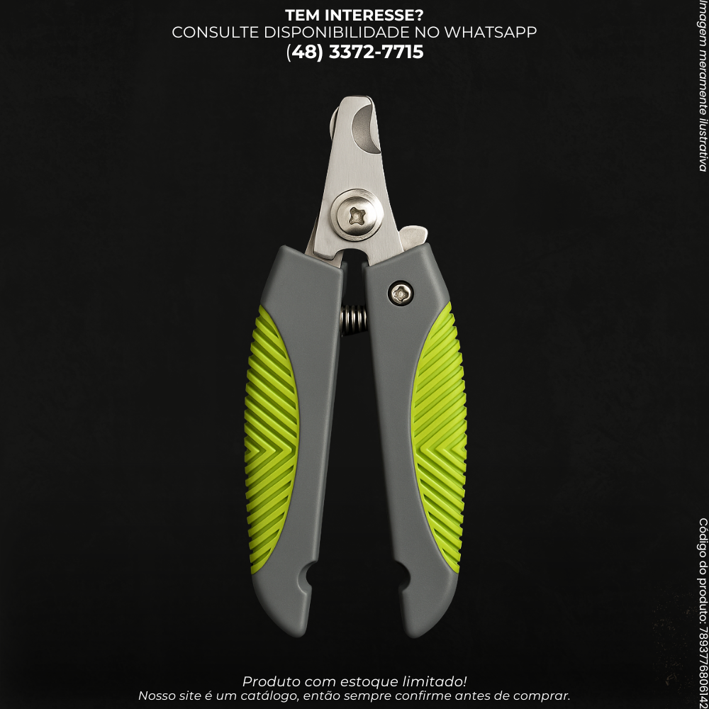 Cortador de Unhas Pet Cinza e Verde com Cabo Antiderrapante