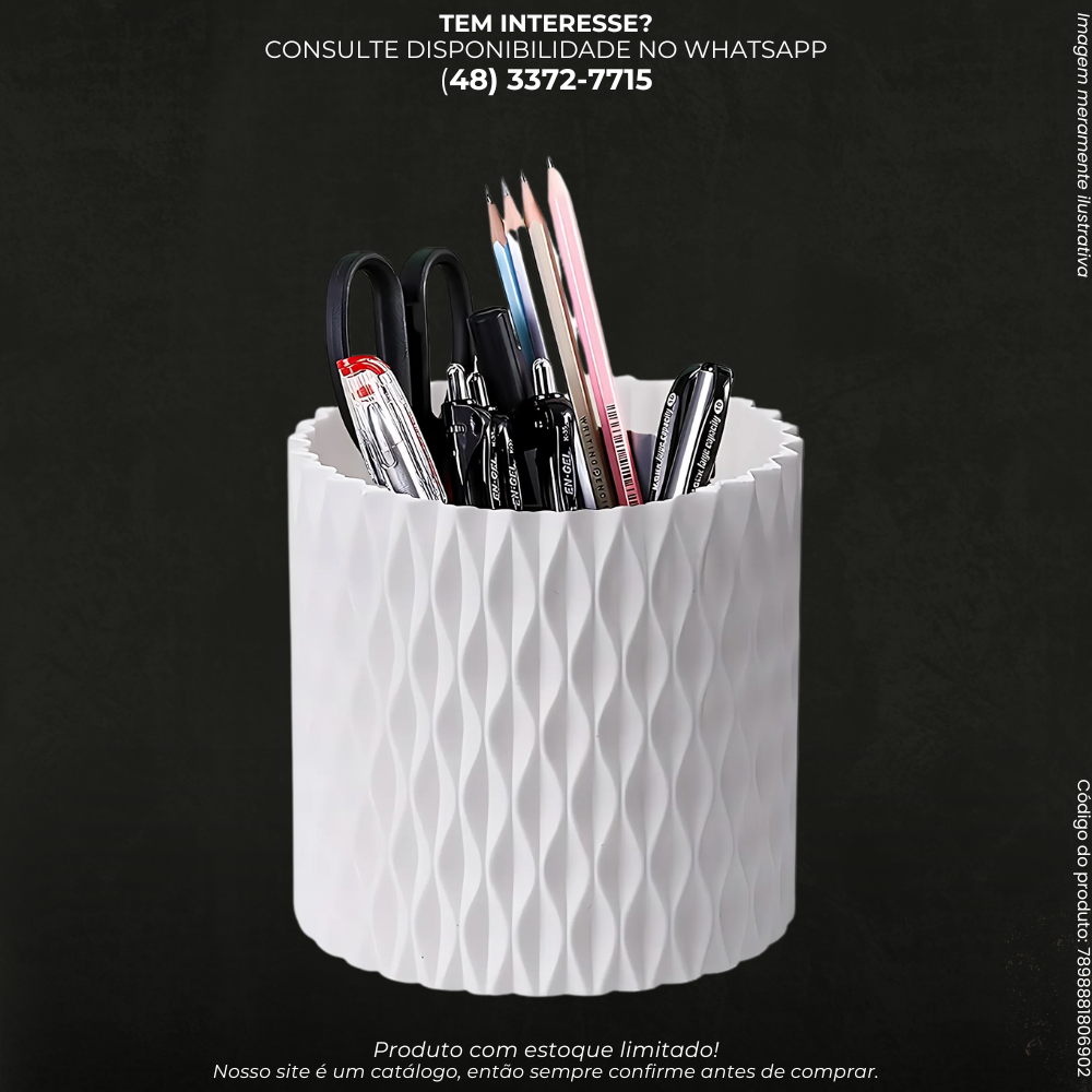 Organizador Giratório de Mesa Porta Lápis e Pincéis 360º