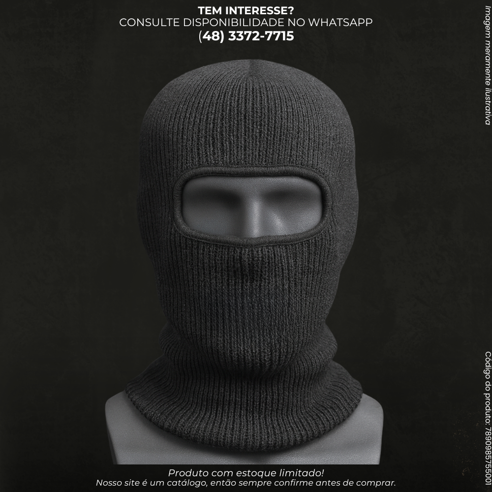 Touca Balaclava Preta em Tricot