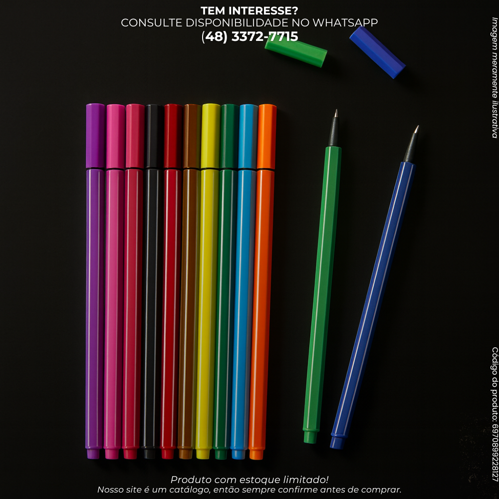 Canetas Fine Line Coloridas 0.4mm Kit com 12 Unidades