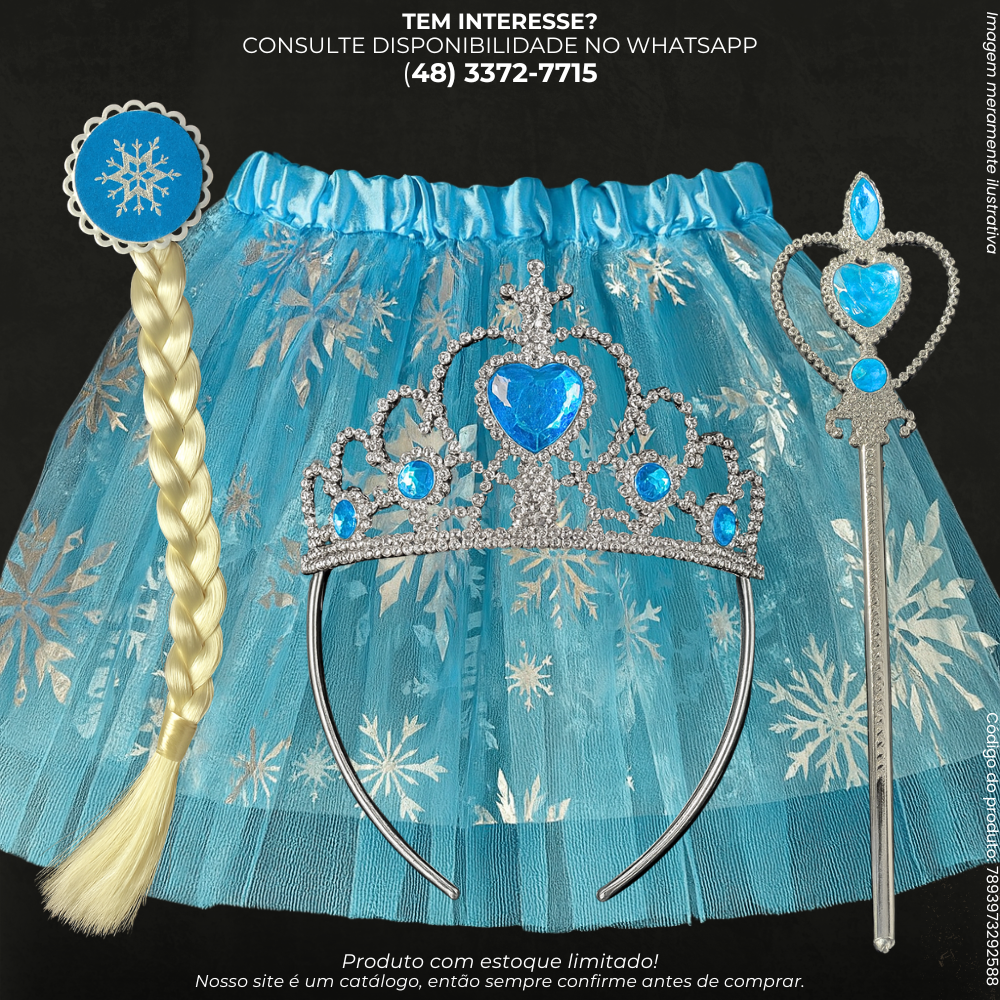 Kit Fantasia Infantil Princesa do Gelo com Acessórios