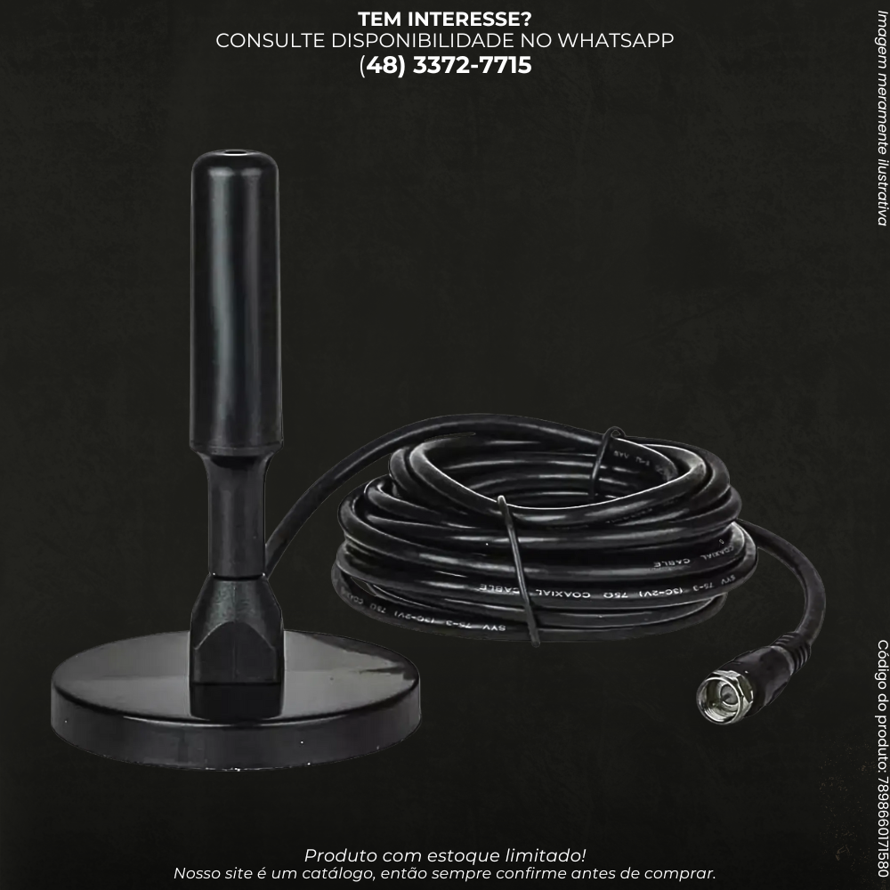 Antena Digital Interna com Base Magnética