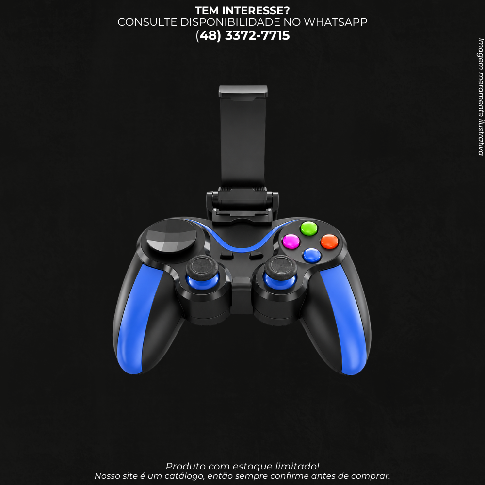 Controle Joystick Bluetooth para Celular com Suporte – Gamepad Wireless para Android e iOS