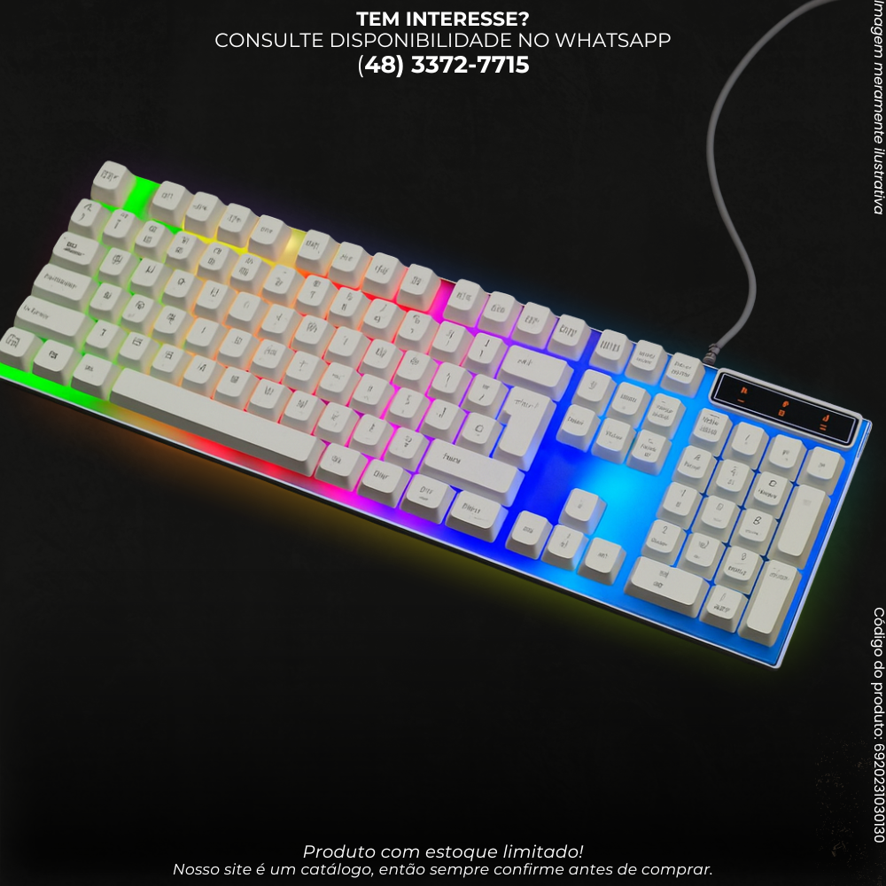 Teclado Gamer Lehmox RGB Branco Impermeável