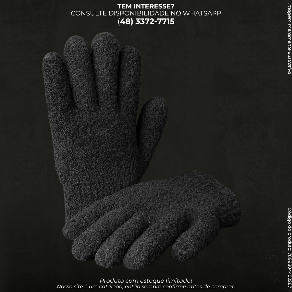 Par de Luvas Pretas de Inverno em Tecido Macio