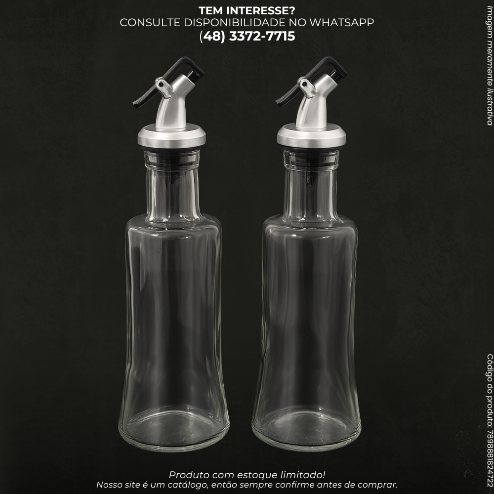 Kit Garrafas de Vidro para Azeite com Tampa Dosadora