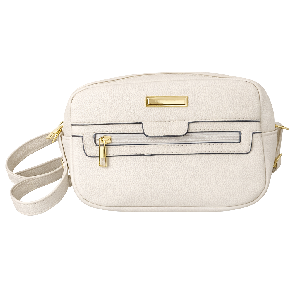 Bolsa Feminina Transversal Bege com Zíper