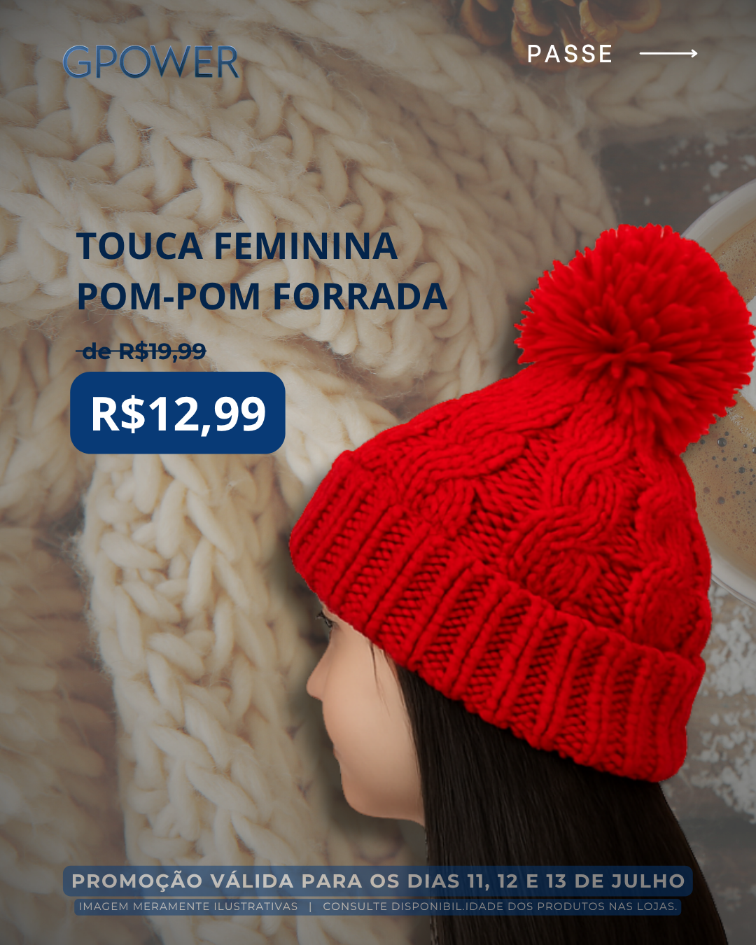 TOUCA FEMININA POMPOM FORRADA