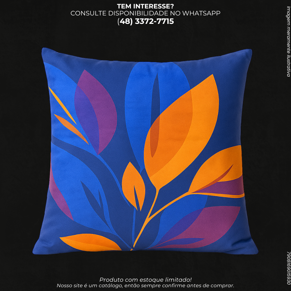 Capa para Almofada Estampada Folhas Coloridas – 45x45cm