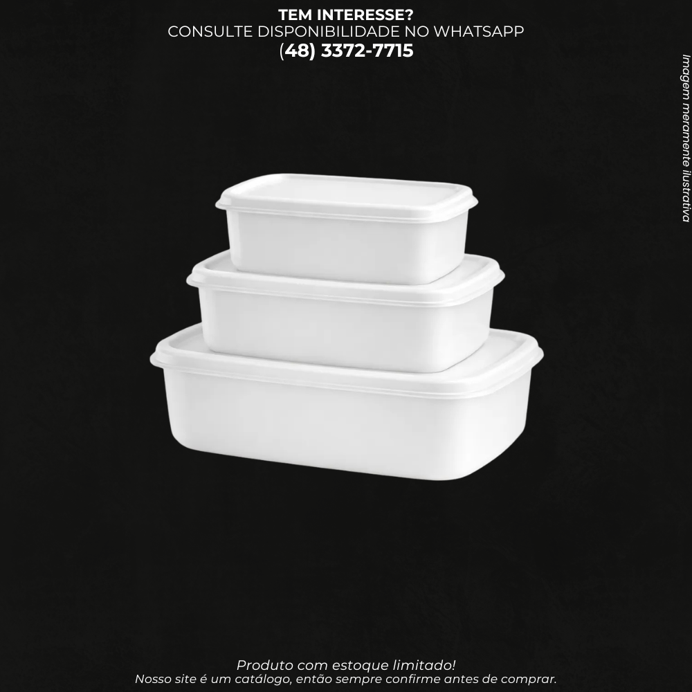 Conjunto 3 Potes Retangulares com Tampa – Kit Organizador de Alimentos -1783