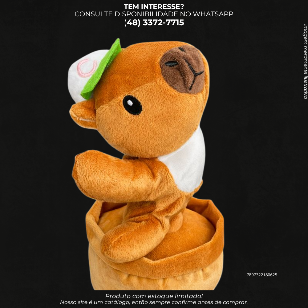 Brinquedo Interativo Capivara Musical que Repete Voz e Dança