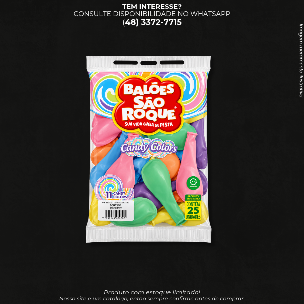 Balão de Festa São Roque Candy Colors – Tons Pastéis com 25 Unidades