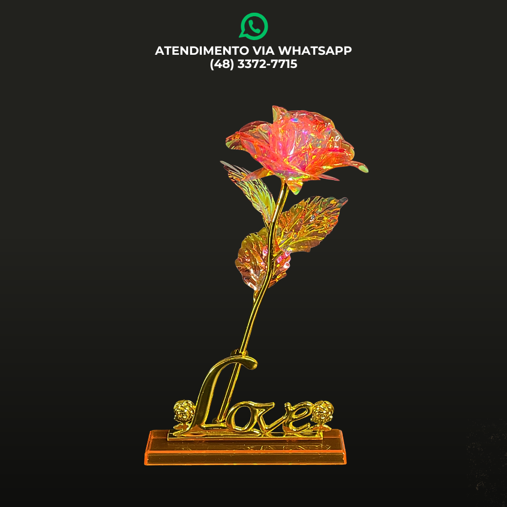 ROSA DE PLÁSTICO COM SUPORTE “LOVE”
