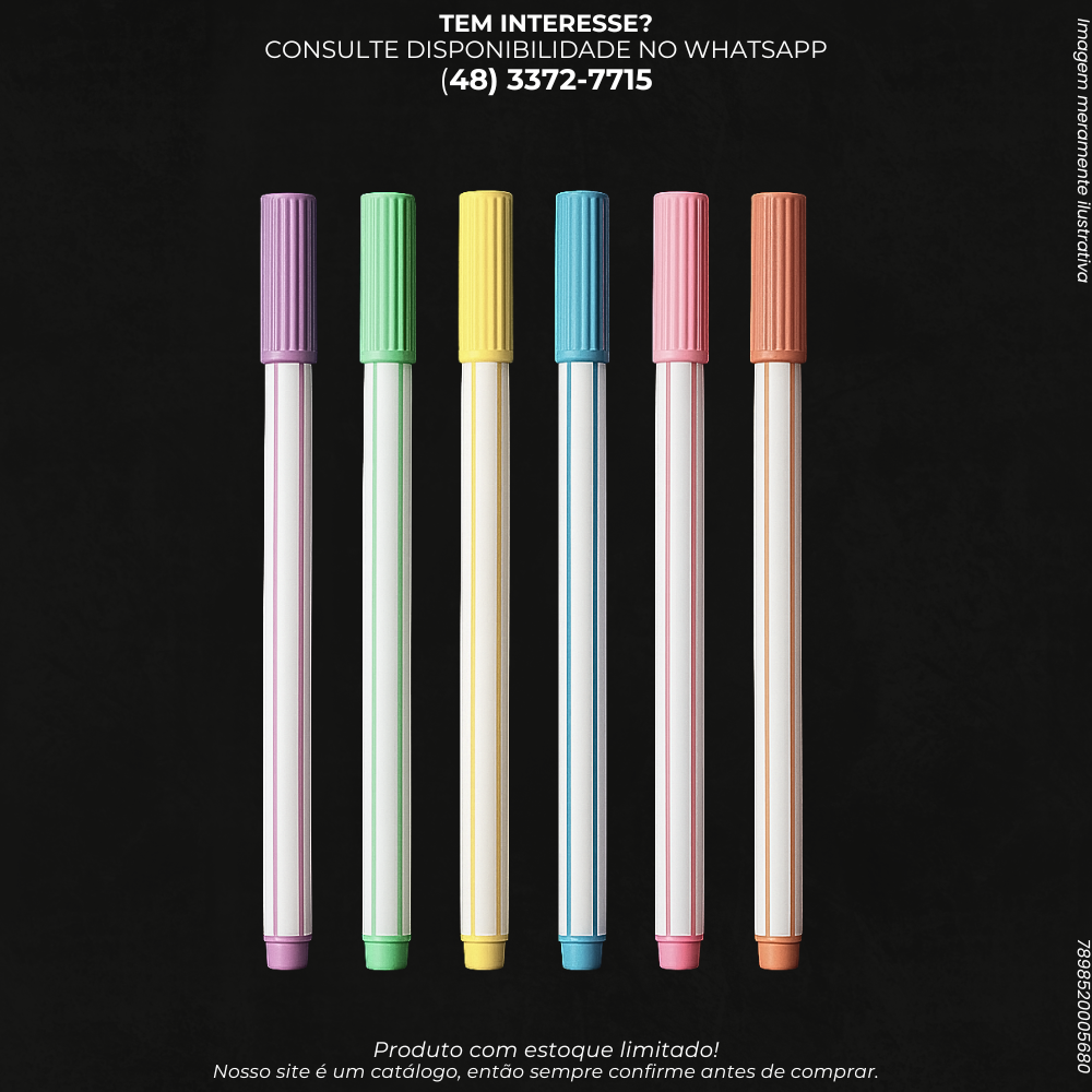 Marcadores Fine Line 6 Cores Pastel – Traço Fino e Suave