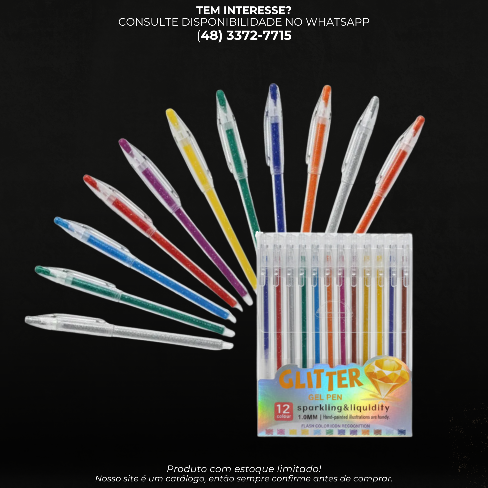 Kit Caneta em Gel com 12 Cores