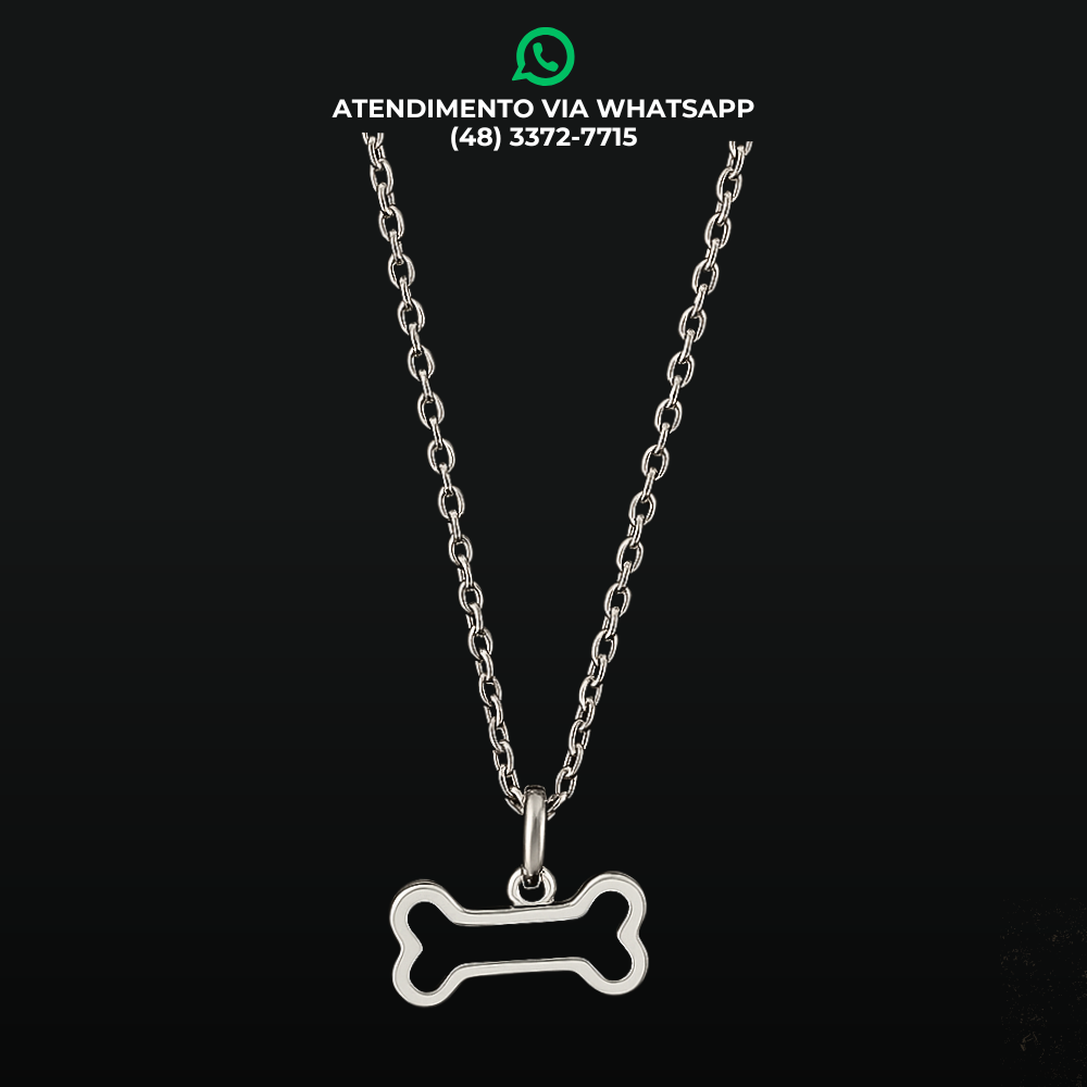COLAR AÇO INOX PINGENTE DE OSSINHO
