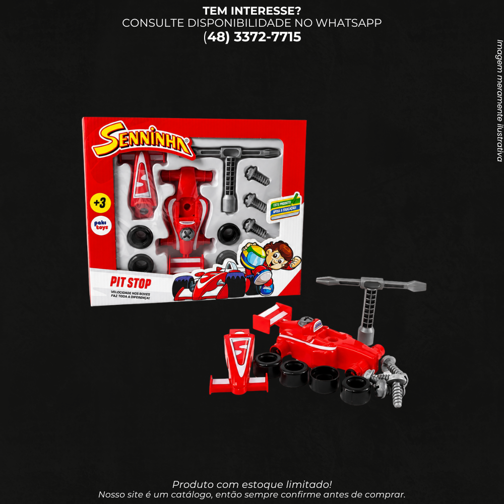 Brinquedo de Montagem Senninha Pit Stop Pake Toys +3 com Acessórios Educativos