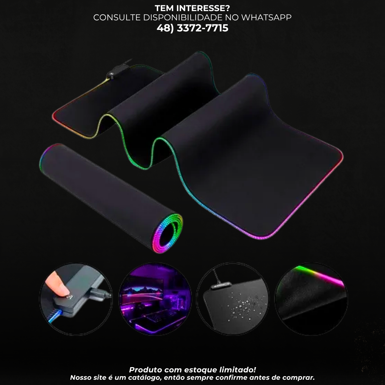 Mousepad Gamer LED BM-791 80cm | Iluminação RGB e Alta Precisão