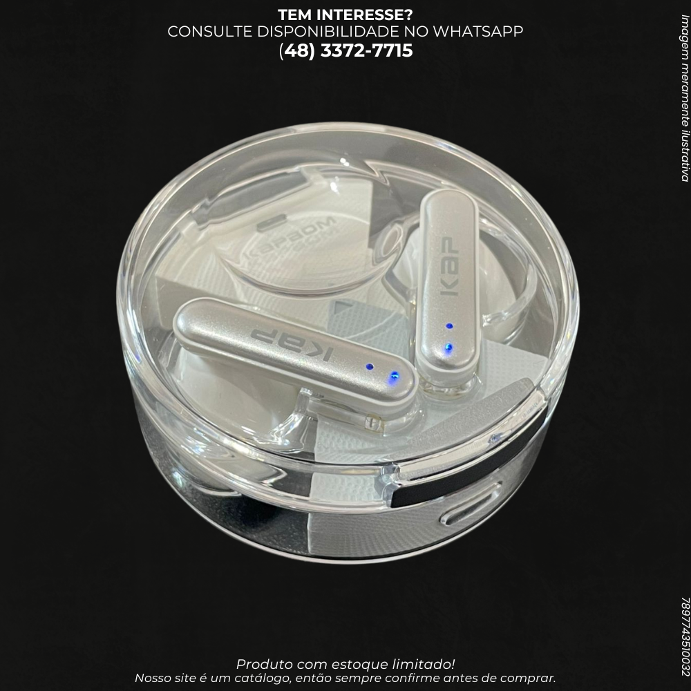 Fone Bluetooth 5.3 com Case Transparente e Toque