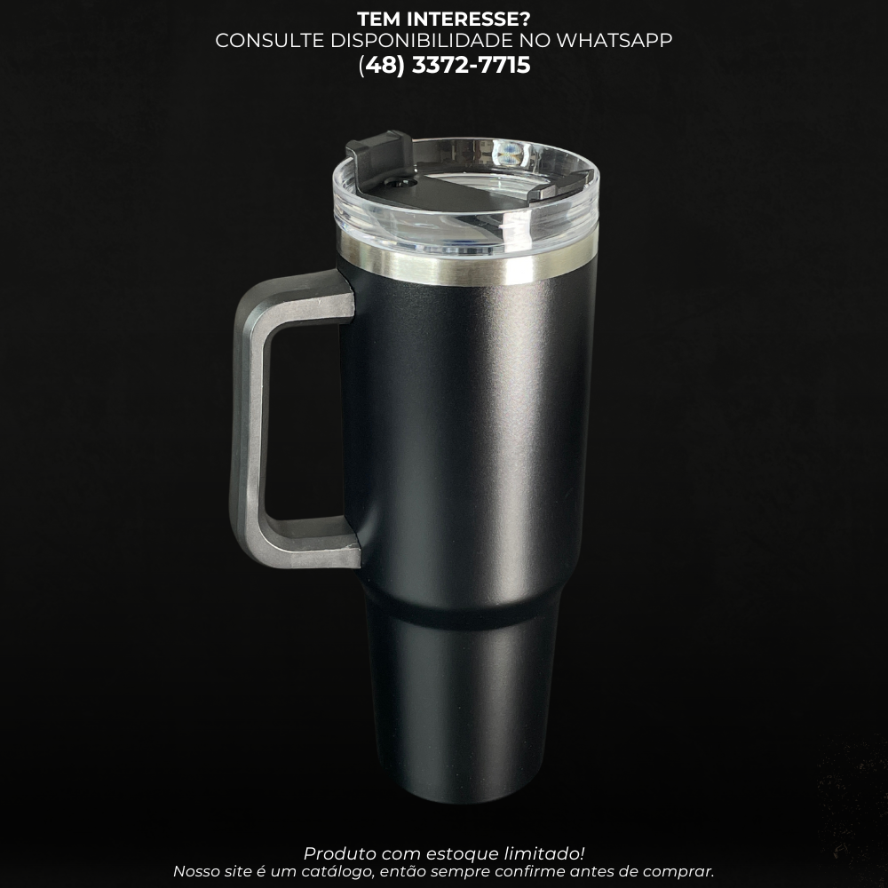 Copo Térmico com Alça 1200ml (Canudo de Plástico) – Alta Capacidade e Isolamento Térmico