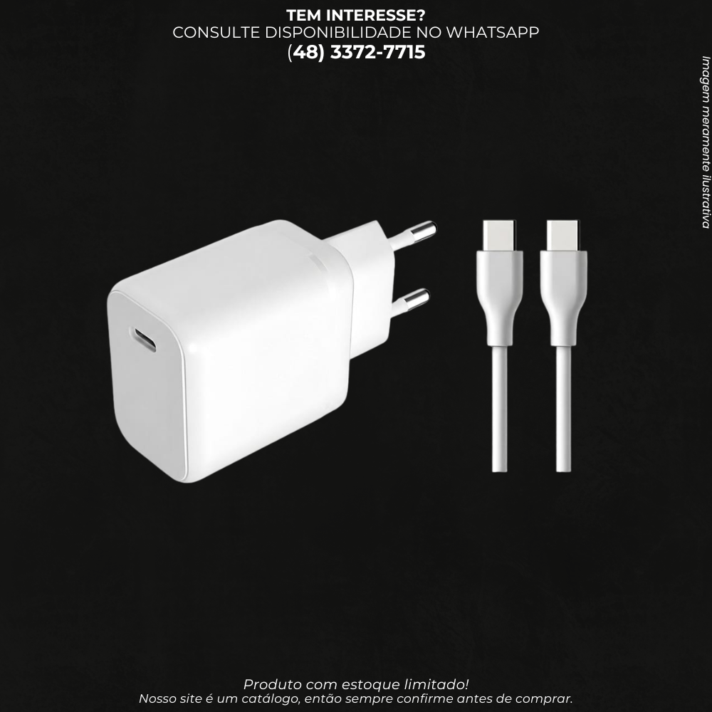 Carregador de Tomada USB-C com 1 Cabo USB-C | Compacto e Prático