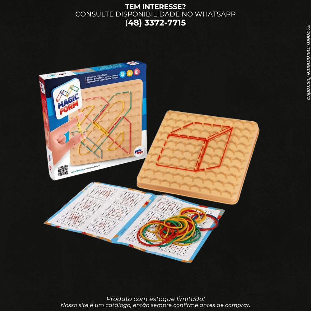 Jogo Educativo Magic Form com Elásticos e Tabuleiro – Coordenação, Criatividade e Raciocínio