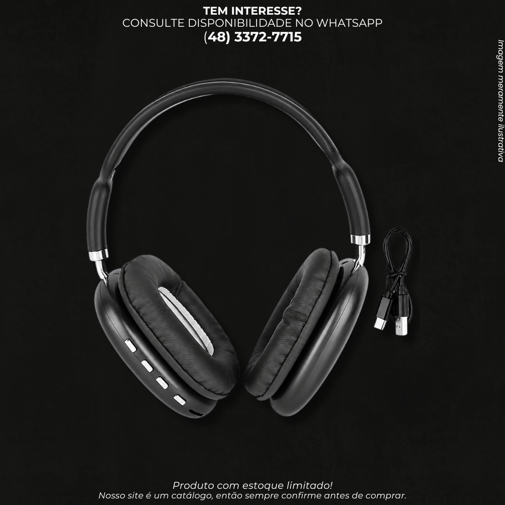 Fone de Ouvido Bluetooth Headphone Sem Fio Recarregável com Microfone P47/P9