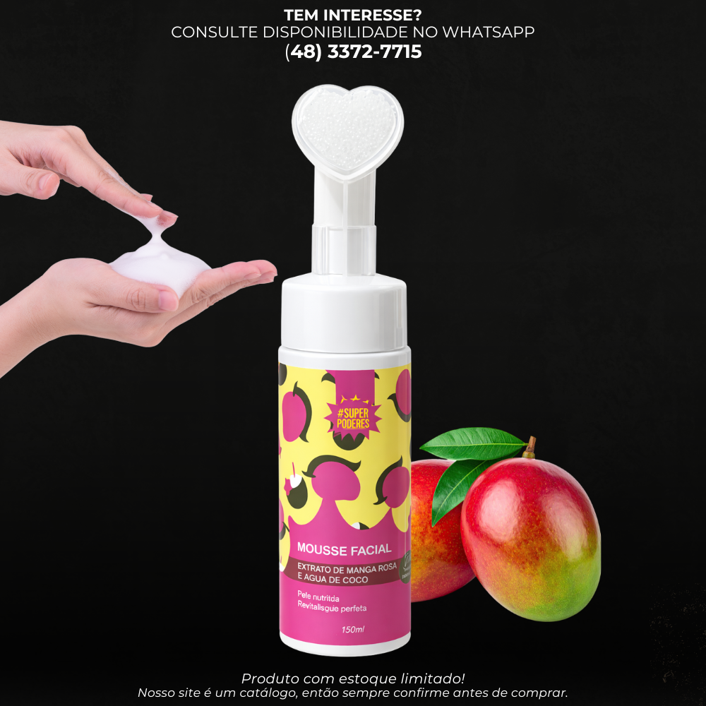 MOUSSE FACIAL EXTRATO DE MANGA ROSA E COCO