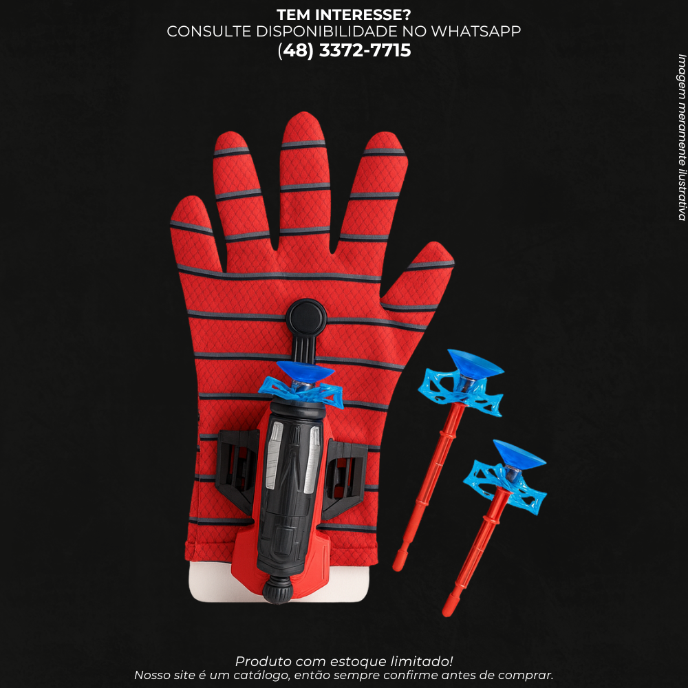 Luva Aranha com Lançador de Dardos com Ventosa Infantil