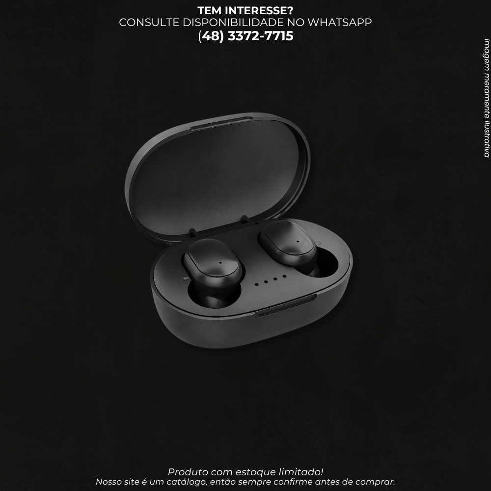 Fone de Ouvido Bluetooth TWS com Estojo de Carregamento – Preto -E6S