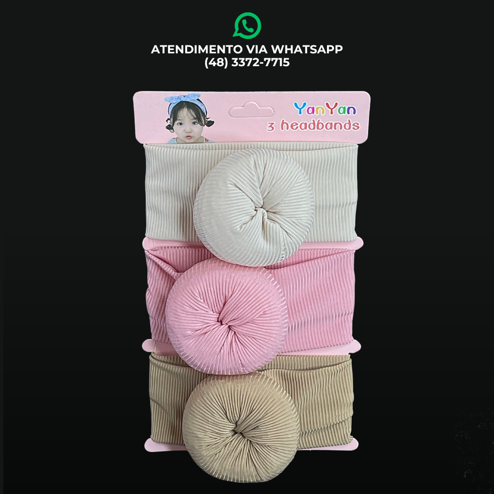 FAIXA DE CABELO PARA BEBÊS - KIT 3 FAIXAS