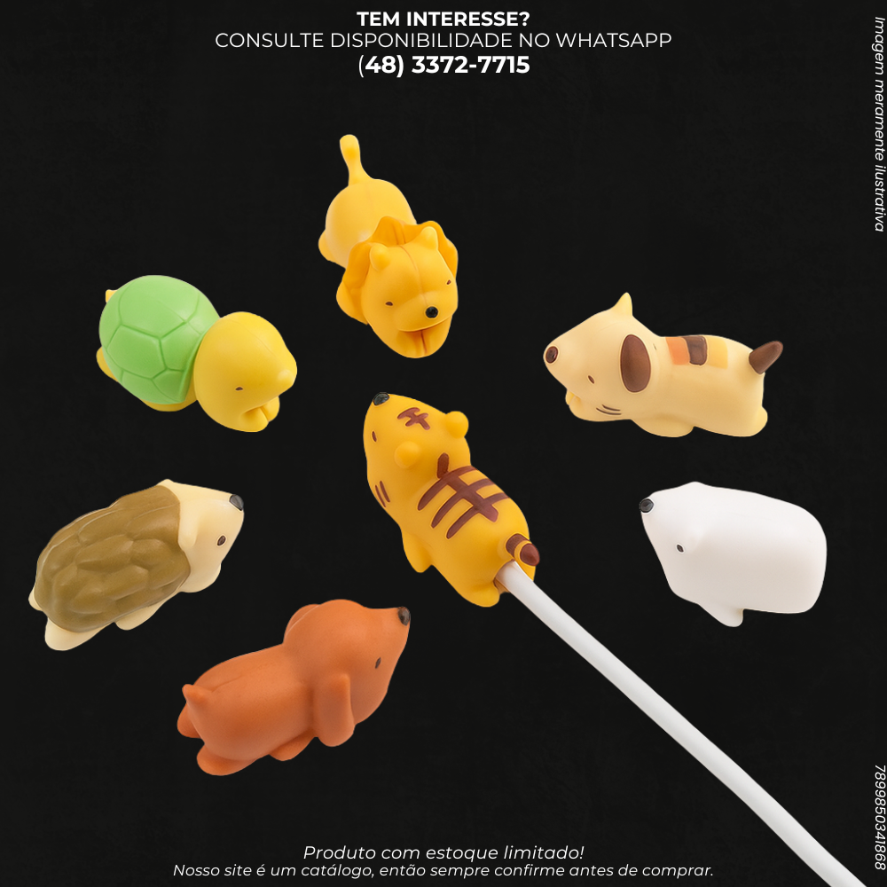 Protetor de Cabo USB Animais Divertidos