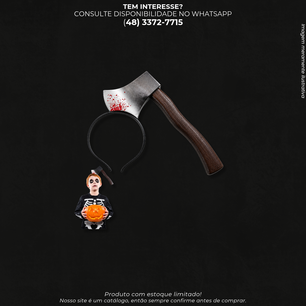 Tiara de Halloween com Machado Ensanguentado – Acessório para Fantasia de Terror
