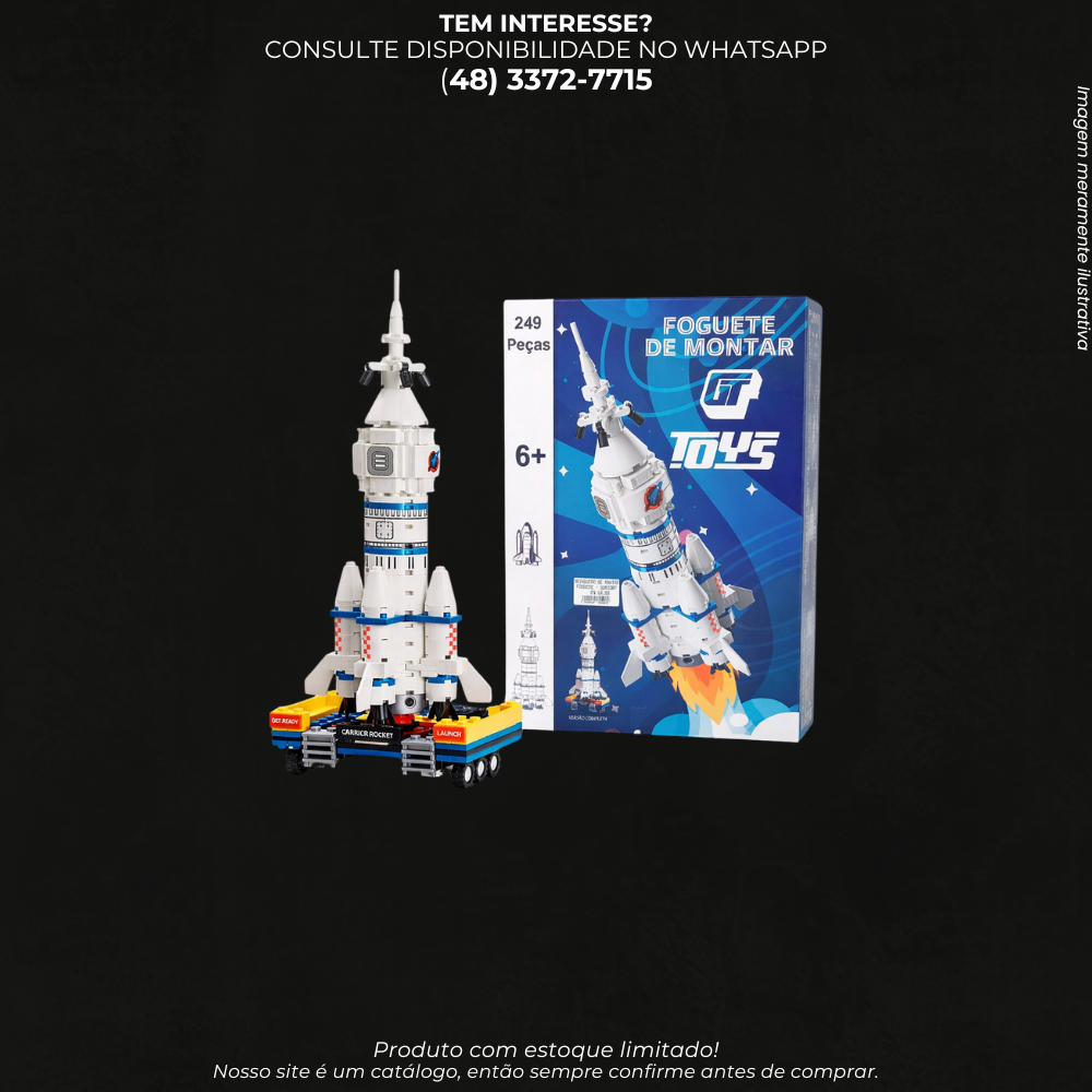 Kit Blocos de Montar Foguete Espacial 249 Peças Infantil