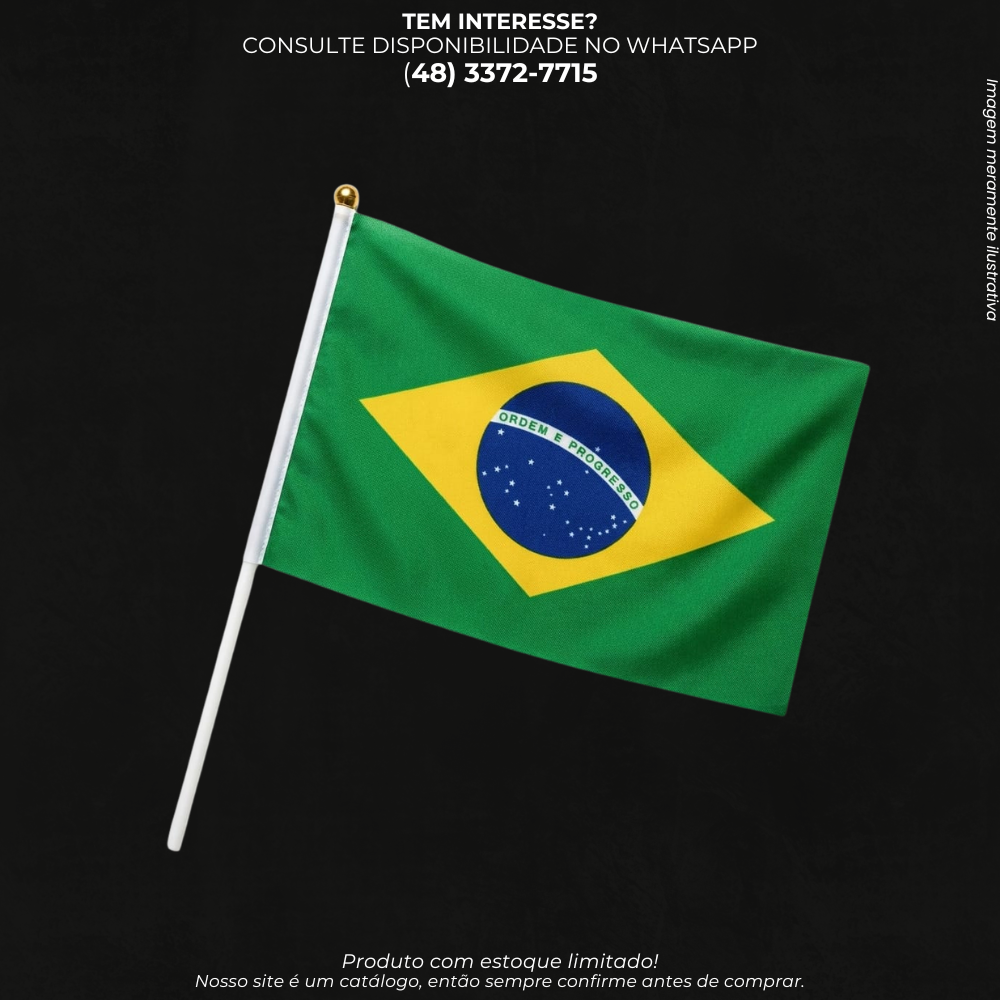 Bandeira do Brasil com Haste - Decoração, Eventos e Exposição Patriótica