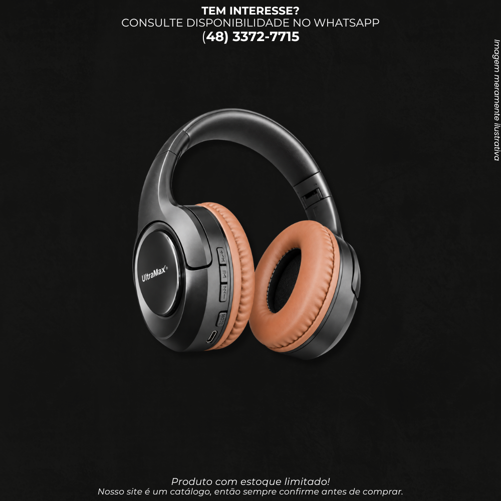 Fone de Ouvido Bluetooth Headphone UltraMax com Almofadas Acolchoadas ULT-H2