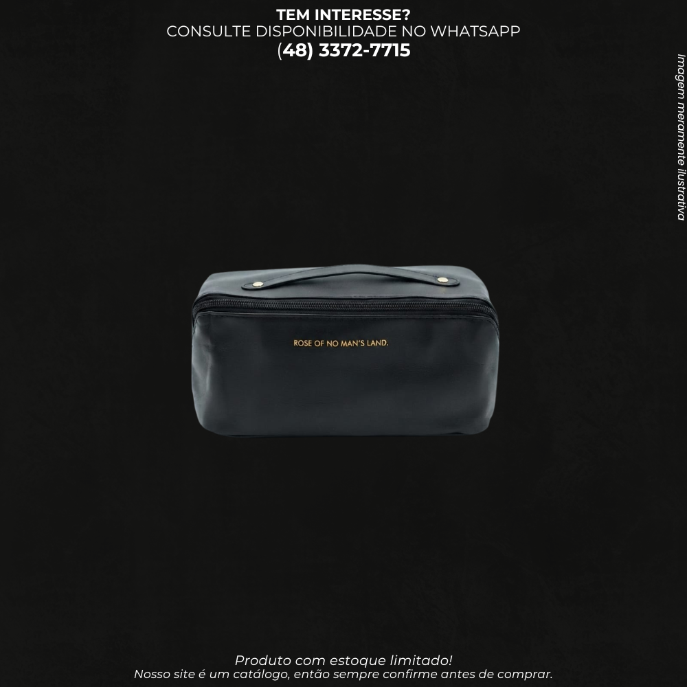 Necessaire Organizadora de Maquiagem com Alça e Zíper – Preta - BM-F1069