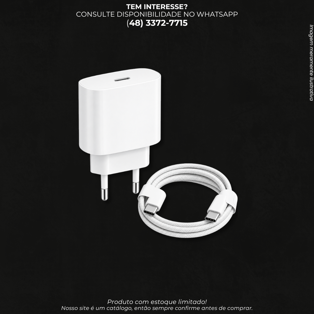 Carregador de Parede USB-C com Cabo Tipo-C para Tipo-C – Kit Carregador para Celular LE-357