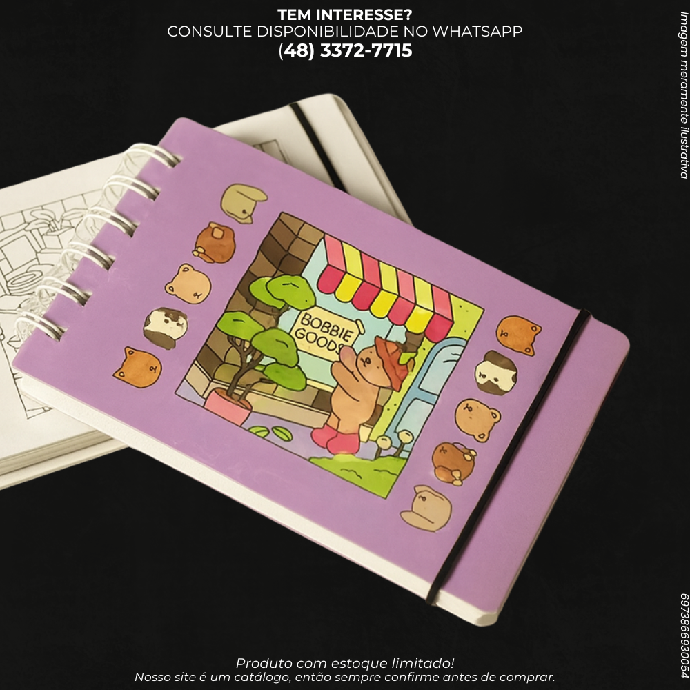Mini Caderninho Bobbie Goods com Argola e Capa Ilustrada