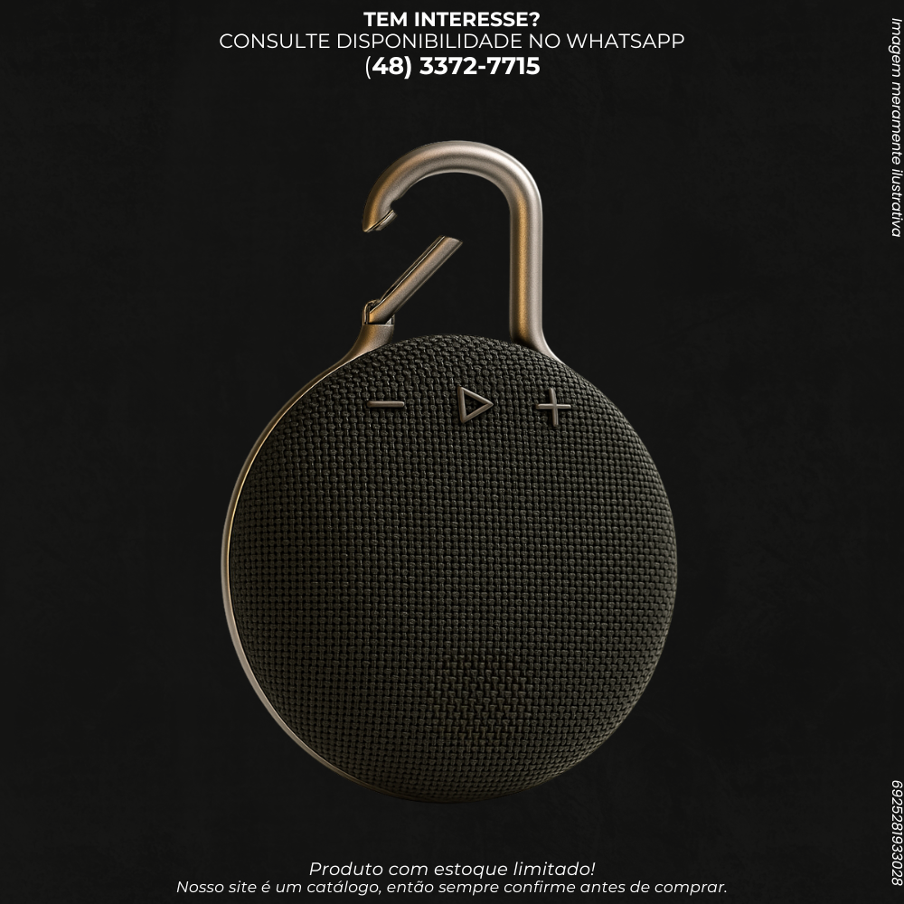 Caixa de Som Bluetooth Portátil Clip com Mosquetão