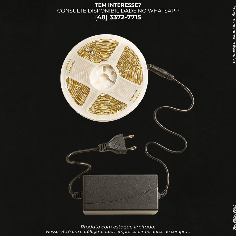 Fita LED RGB 5 Metros com Fonte Bivolt – Multicolorida