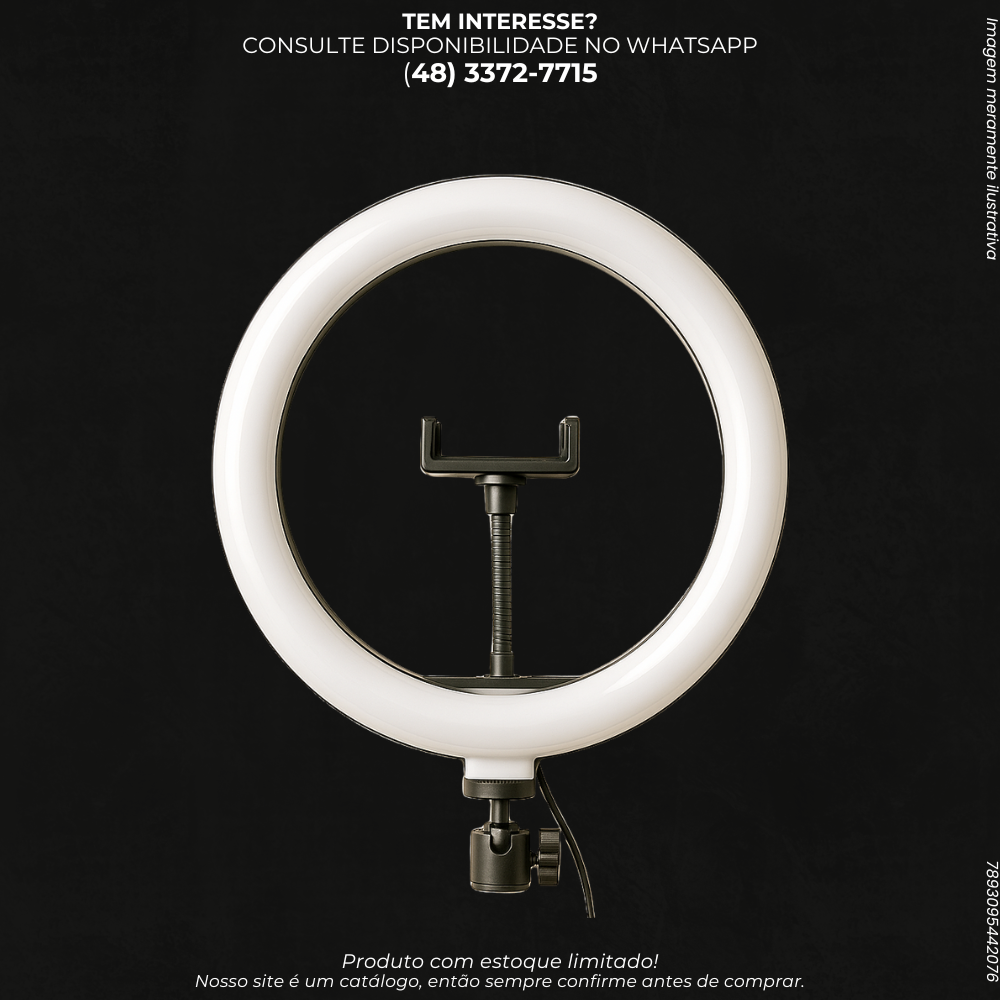 Ring Light 12 Polegadas com Suporte de Celular – Sem Tripé