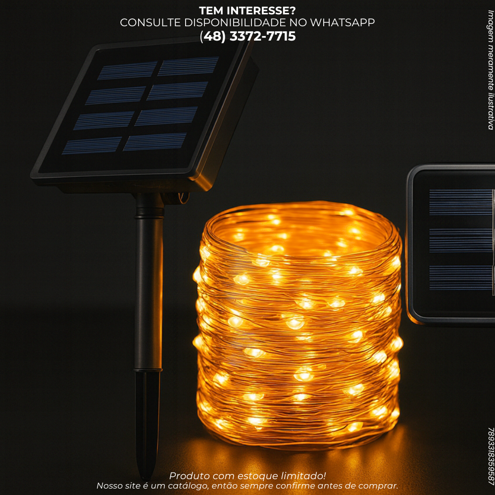 Pisca-Pisca Solar 100 Leds 10m – Energia Sustentável