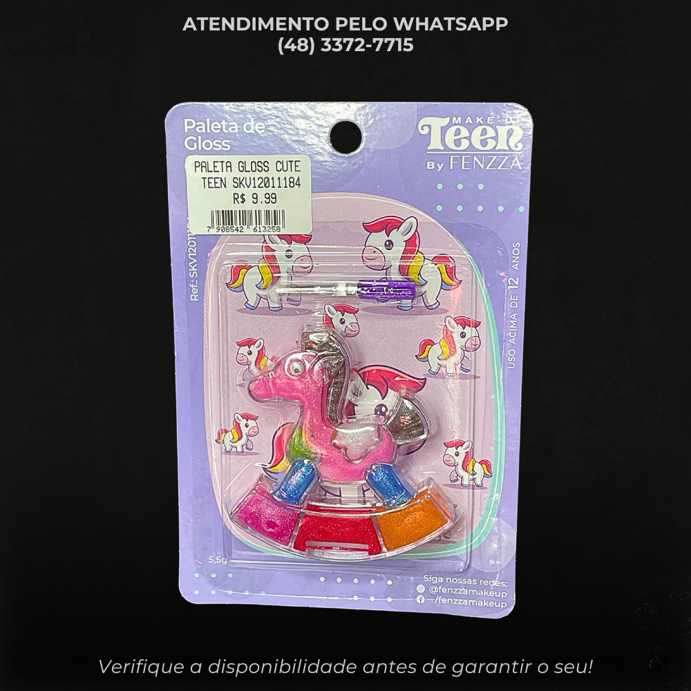 Paleta de Gloss Cute Teen Fenzza – SKV12011184 | Brilho e Diversão