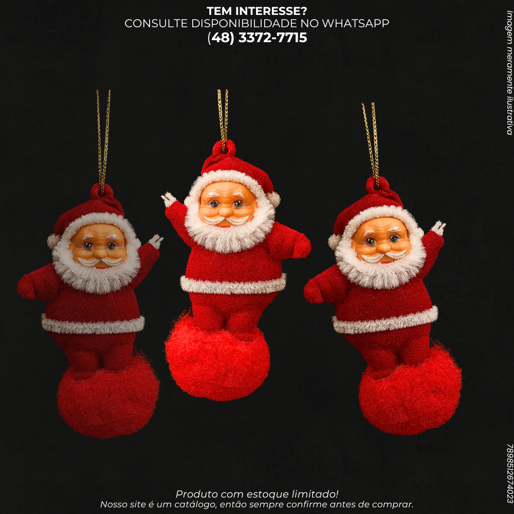 Enfeite Pendurado Papai Noel Sortido para Árvore