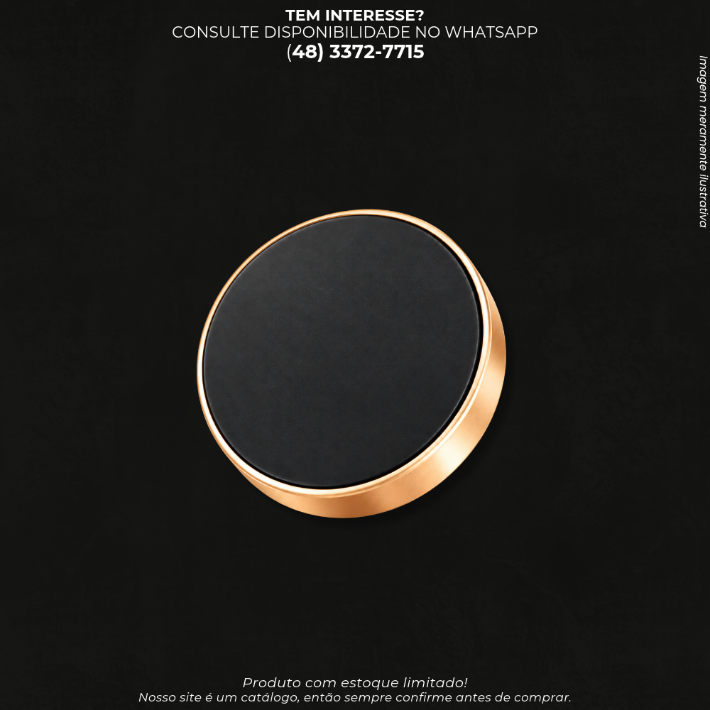 Suporte Magnético para Celular Redondo – Preto e Dourado Descrição do Produto LEY1706