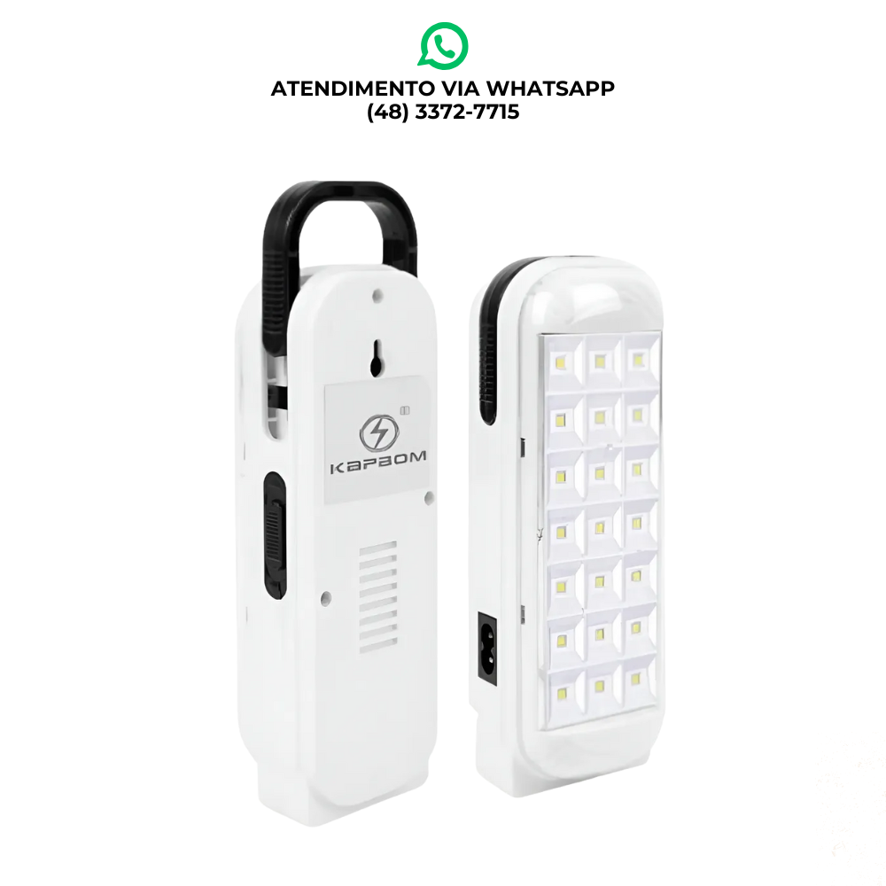 Lanterna de Emergência Recarregável KAPBOM – 21 LEDs de Alta Potência com Alça
