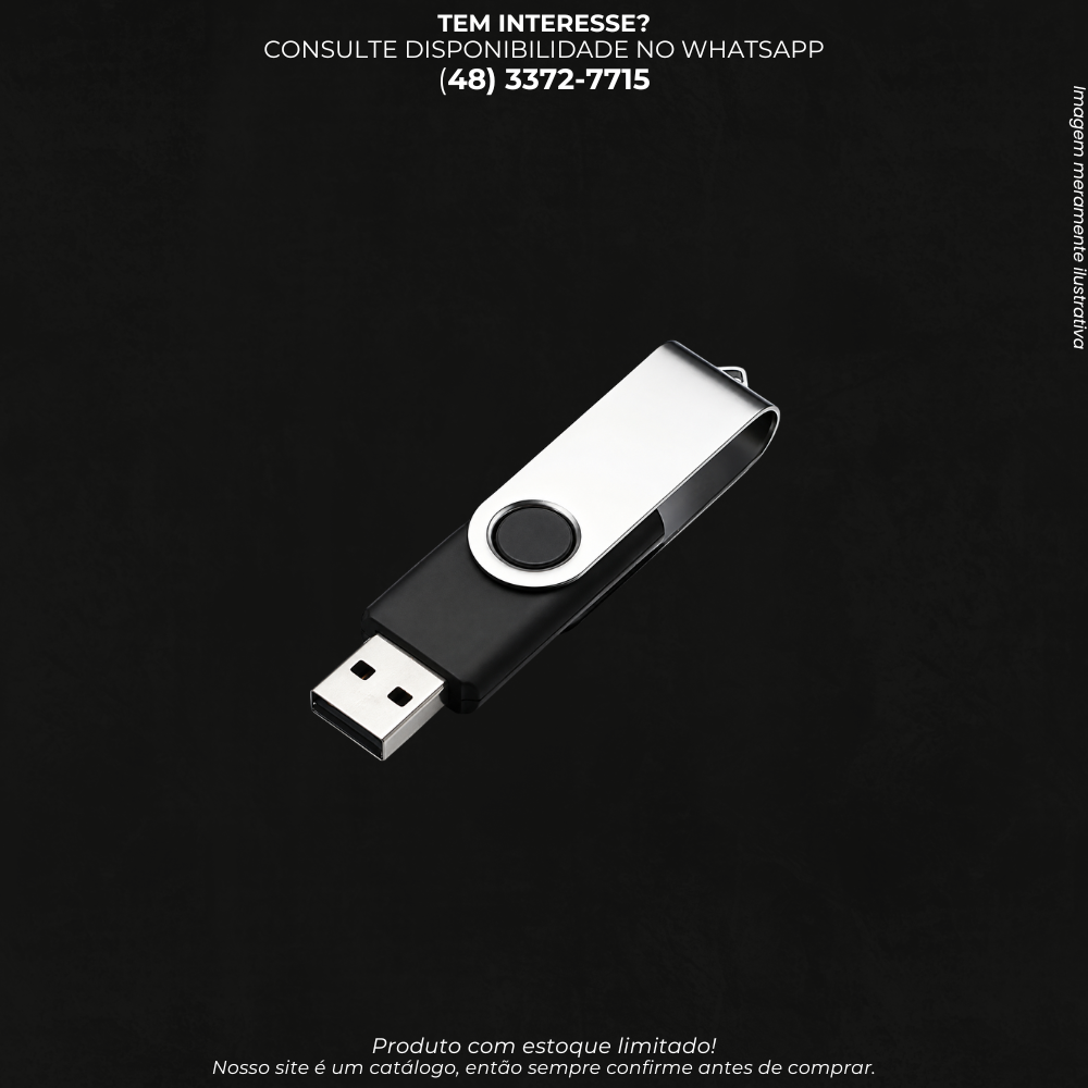 Pen Drive 16GB USB Giratório – Armazenamento Portátil para Arquivos