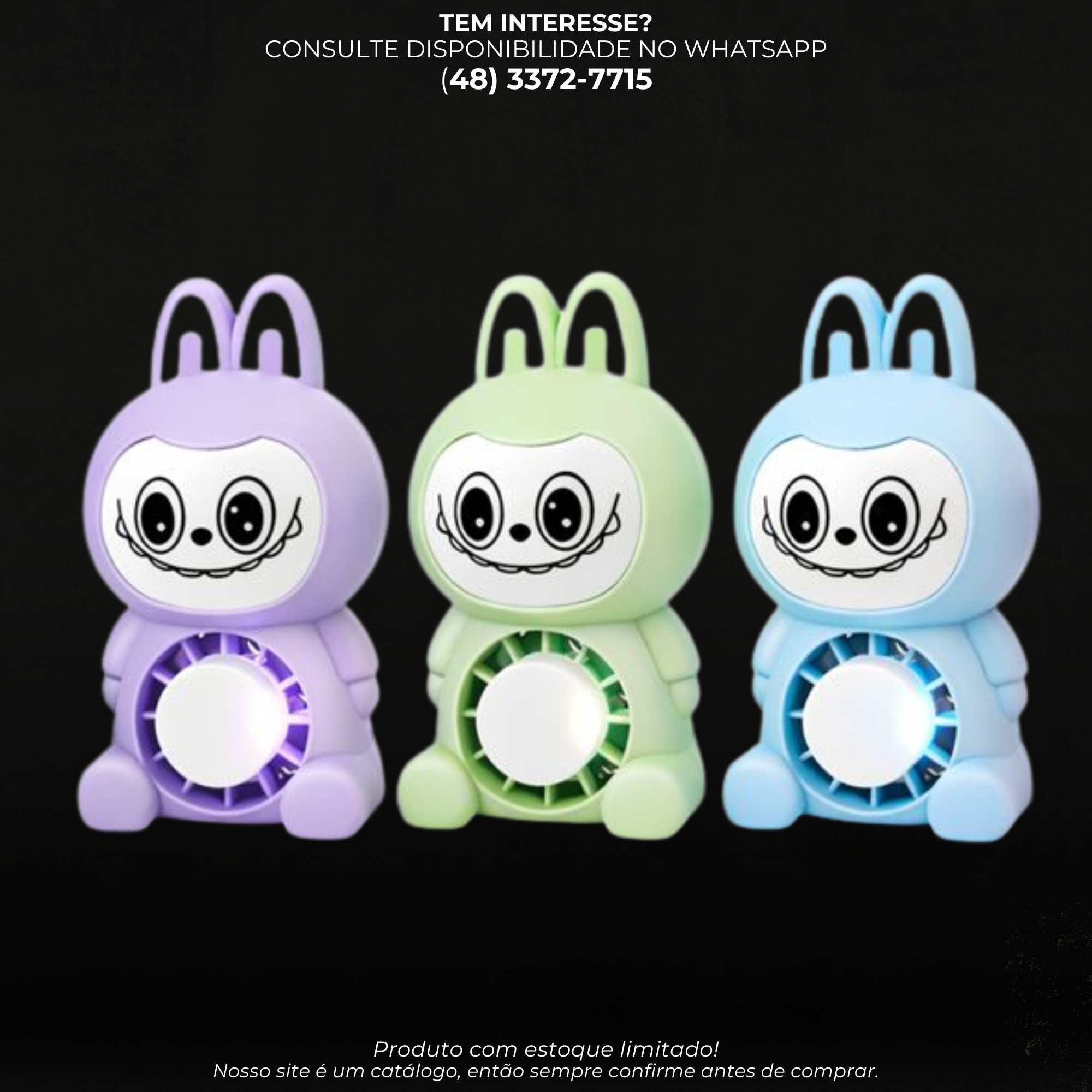 Mini Ventilador Luminaria Labubu