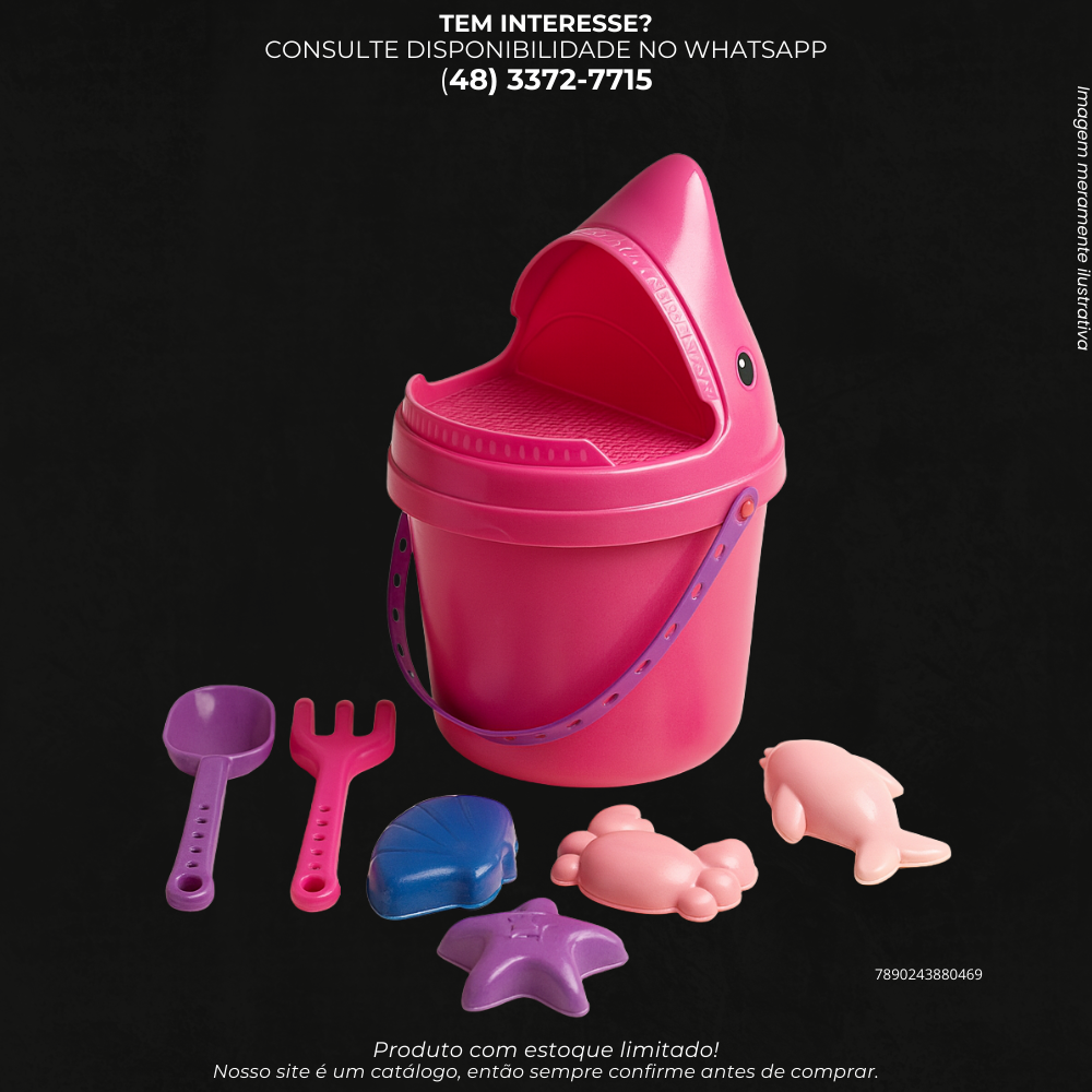 Balde Tubarão Infantil com Acessórios Da Onda
